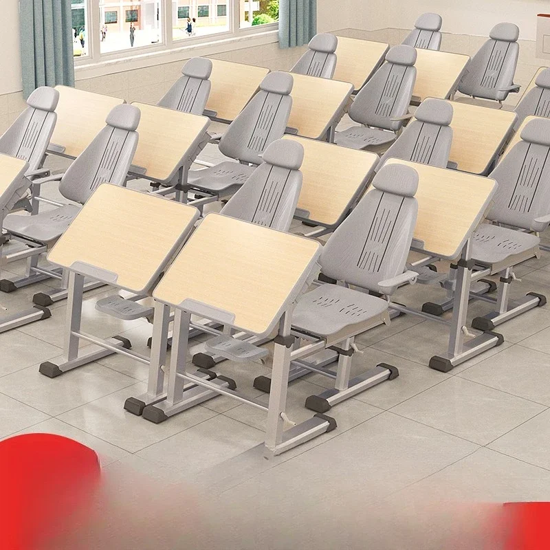 Primary and secondary school students take lunch breaks, desks and chairs, reclining sleeping study tables