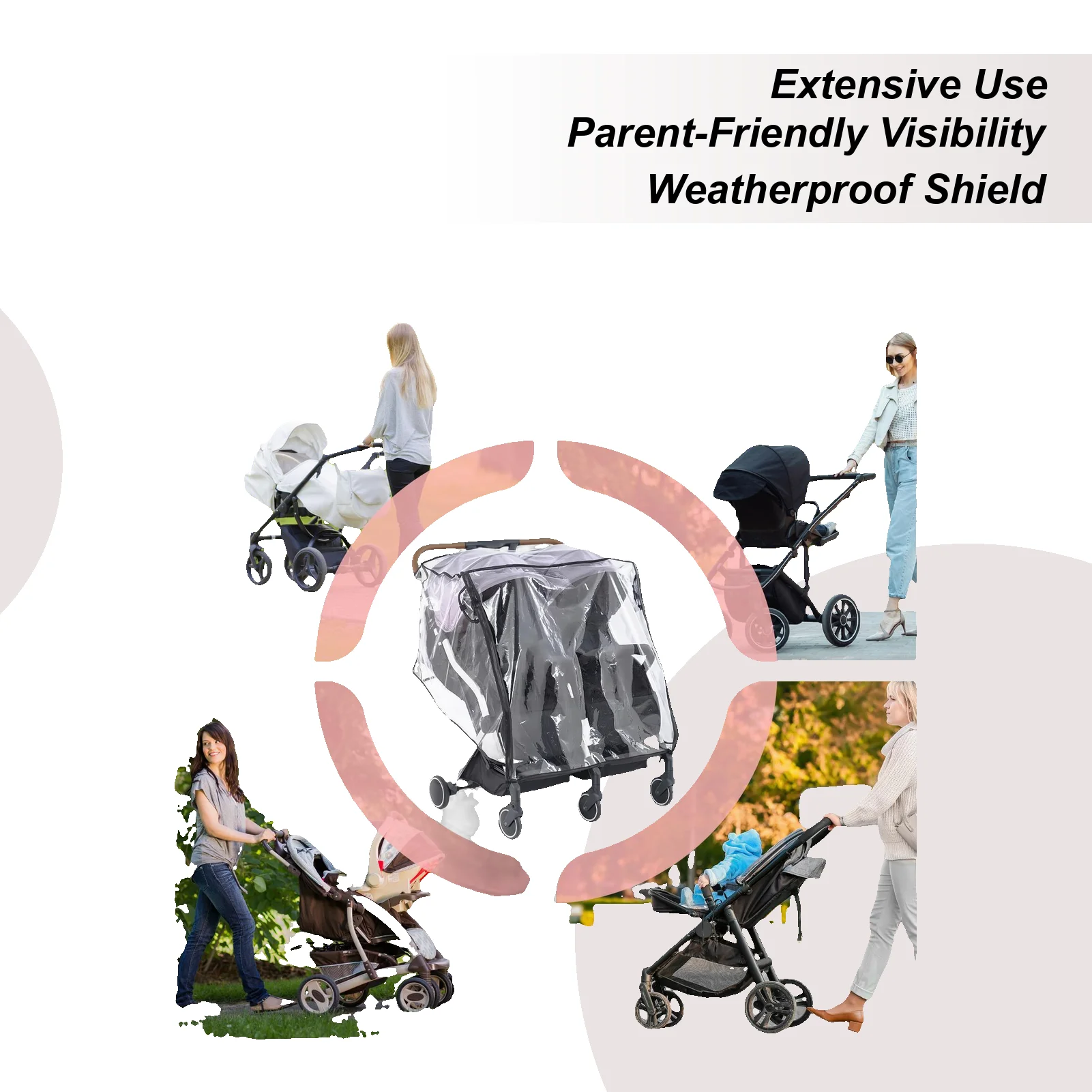 

Baby Stroller Rain Cover Windproof Clear Breathable Protector Jogging Stroller Poncho Dust Cover For Winter Summer Outdoor