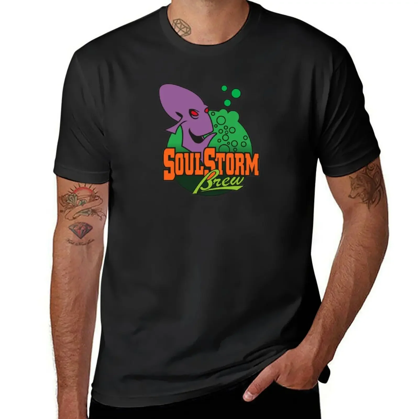 Футболка SoulStorm Brew Oddworld, традиционная Черная мужская одежда с тяжелым круглым вырезом, забавная Летняя мода, Новое поступление, хлопок