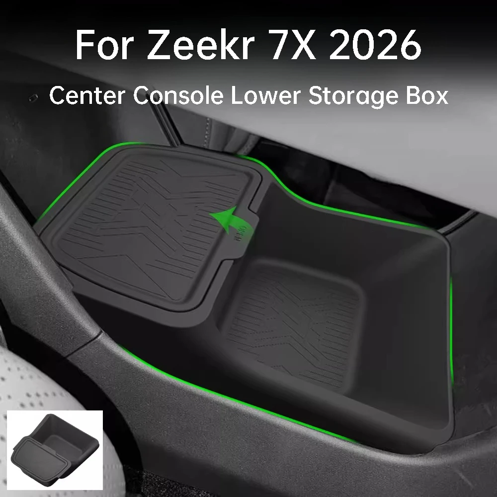 

For Zeekr 7X 2026 Car Center Console Lower Storage Box TPE Scratch-proof Organizer Tray Interior Modification Accessories