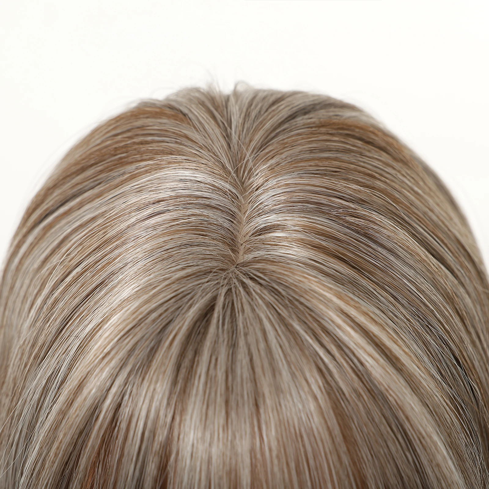 EASIHAIR グレーホワイトオンブル合成かつら前髪付きミディアムレングスストレートヘアウィッグ女性のための日常使用コスプレ耐熱