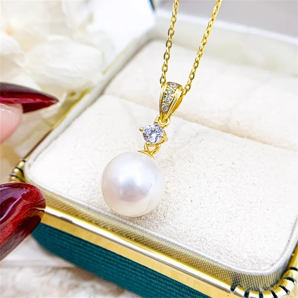 

DIY Pearl Gadgets S925 Sterling Silver Pendant Empty Tray Fashion Silver Necklace Pendant Fit 9-12mm Round D097