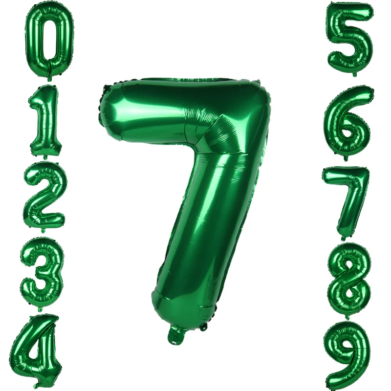 32inch 0-9 Dark green Number Balloon Mylar Foil Balloon Birthday Decorations 10 20 30 40 50 Numbers Balloon Party Supplies