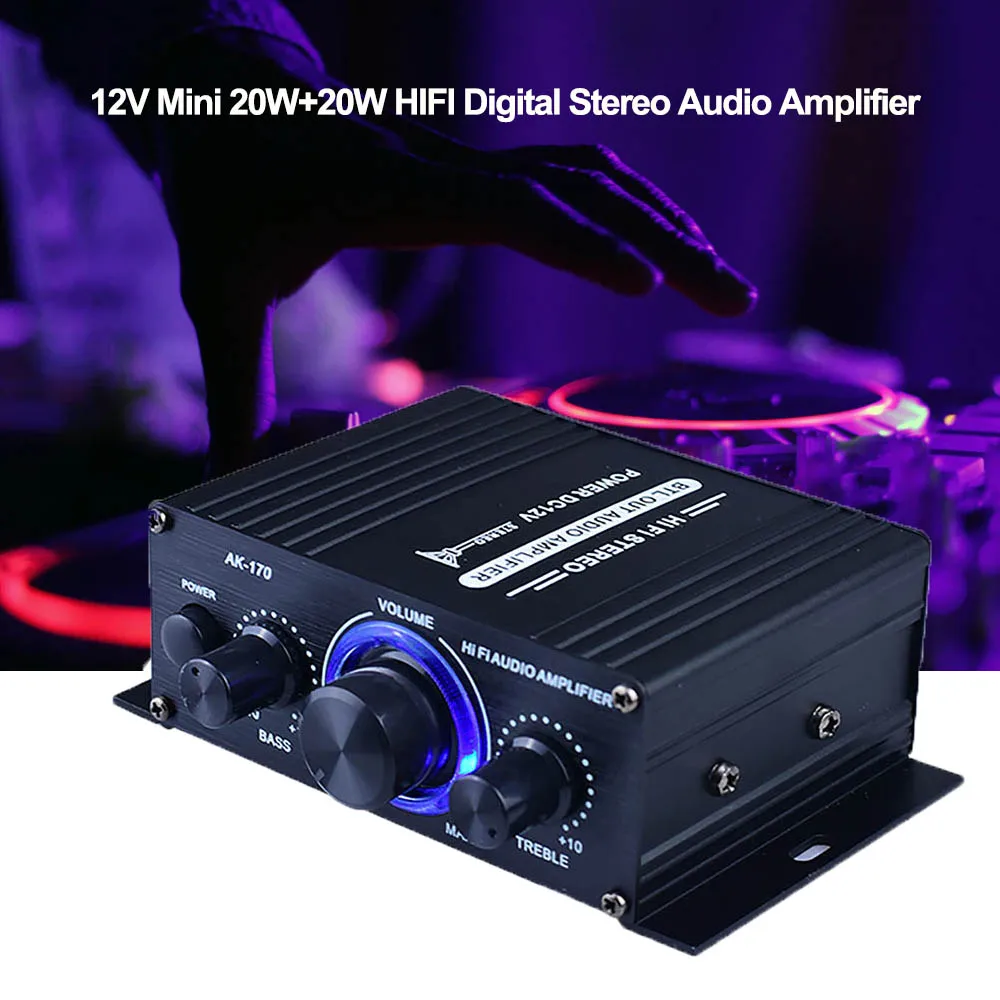 12V 2ช่องที่มีประสิทธิภาพดิจิตอลสเตอริโอ Mini เครื่องขยายเสียง HiFi AMPLI Bass เสียงรถยนต์ Amplificador โฮมเธียเตอร์สำหรับวิทยุ