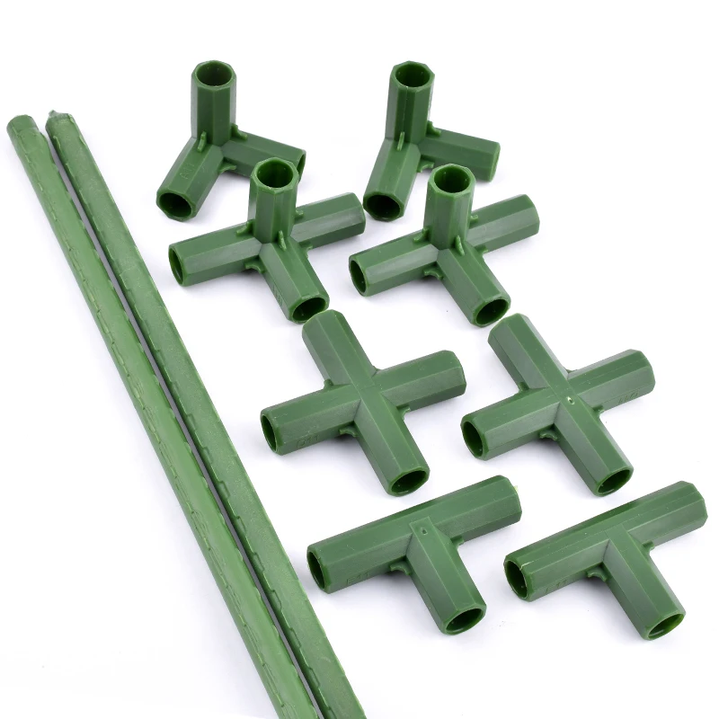 2~20Pcs 11mm Garden Greenhouse Frame Pipe Connector Green  Gardening Plant Stakes Edging Corner Joint Adapter DIY Plant Supports