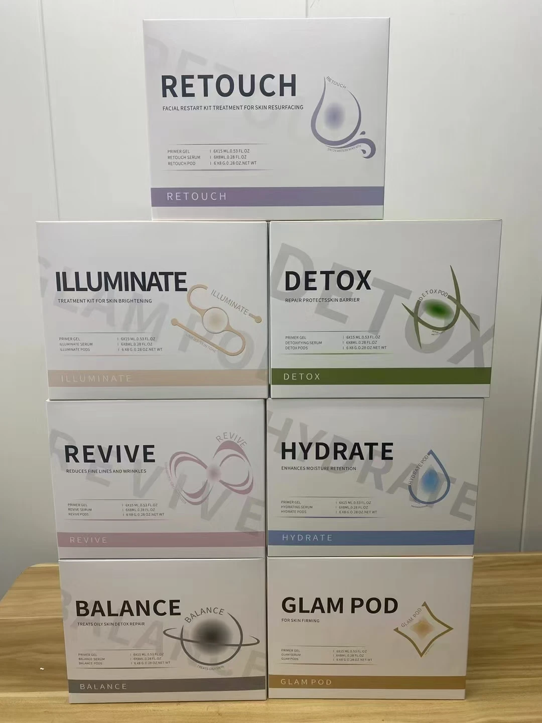 Glam Revive Hydrate Detox Illuminate kit Pods Serum Facial SPA Serum For Bubble Beauty Machine Facial Aqua CO2 Serum Gels