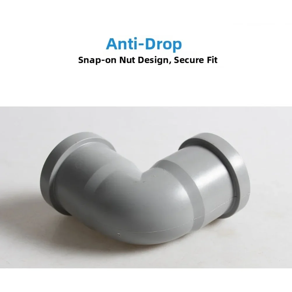 50mm 90 Degree Plastic For Drain Pipe Elbow Connector with Push Fit Mechanism and Snap Nut Fastening for Installation
