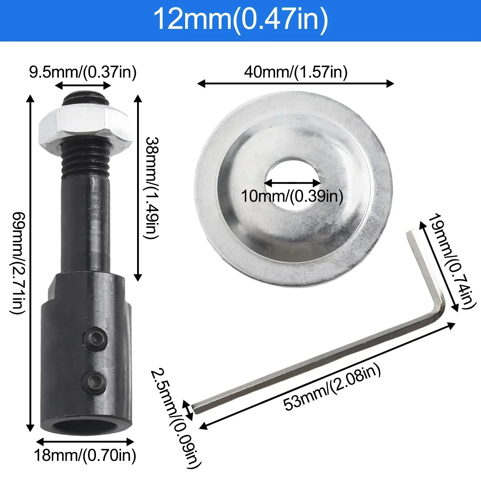 Conjunto de Adaptador de Eixo para Polimento de Moagem mm mm mm 10 mm 12 mm 14 mm 16 mm Eixo Motor Banco Moedor Extensor Manga Casal 1