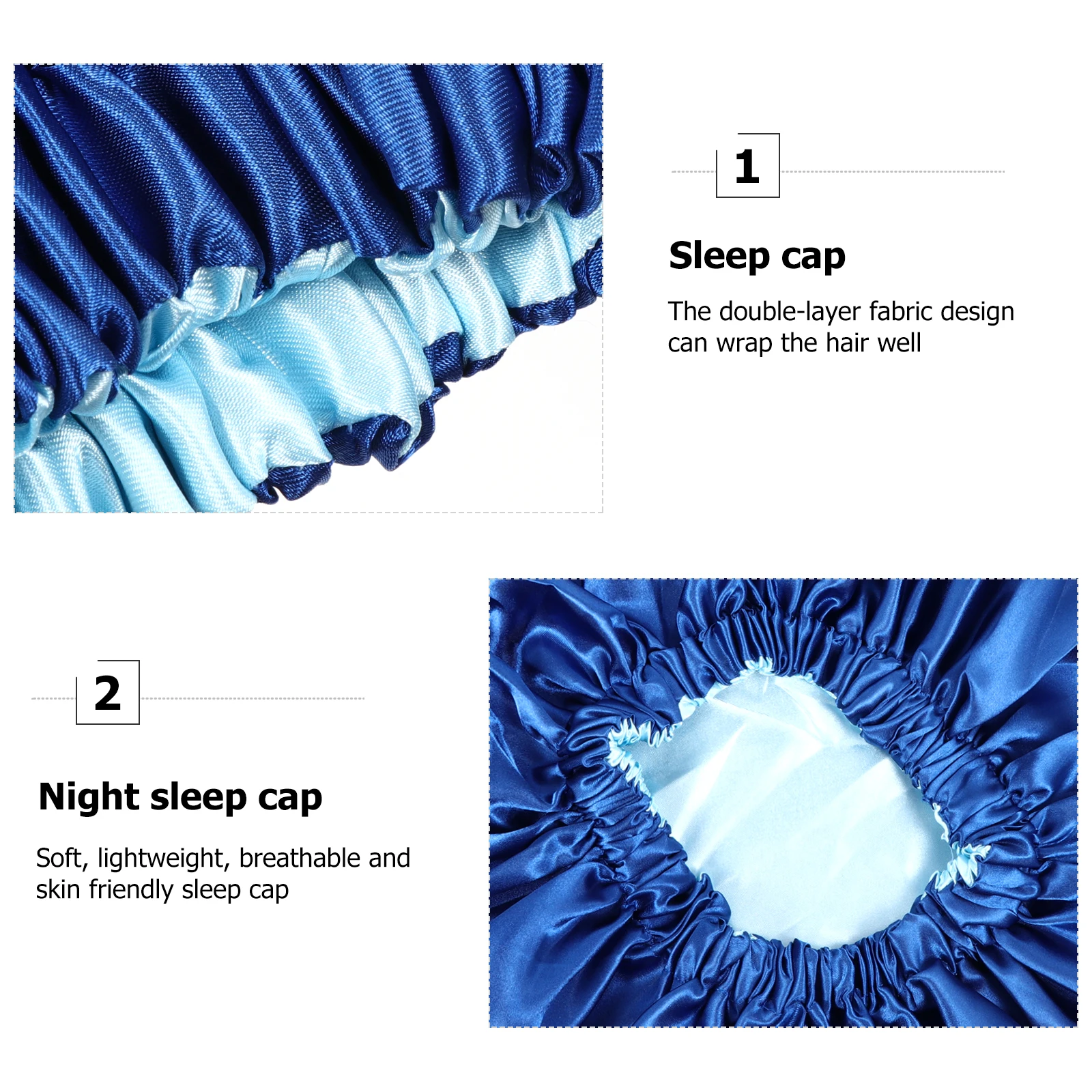 

Double Layer Satin Sleep Hat Elastic Hair Wrap Chemo Headwear Bath Cap Soft Lightweight Breathing Skin Friendly Protect