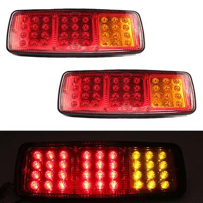 2PCS 36 LEDS 24V Truck Rear Tail lights Stop Turn Signal Lamp Red Yellow For Caravan Car Auto Rear Light