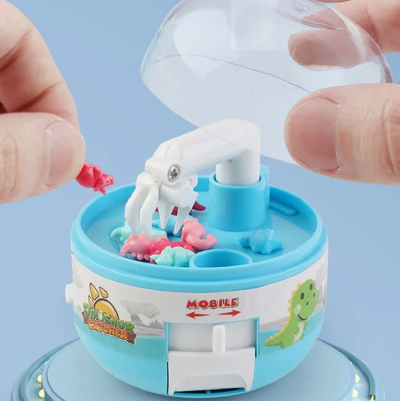 Funny Mini Claw Machine with Lovely Dinosaur Prizes Carnival Arcade Gashapon Game Toy Grabber Dispenser Vending Capsule for Kid