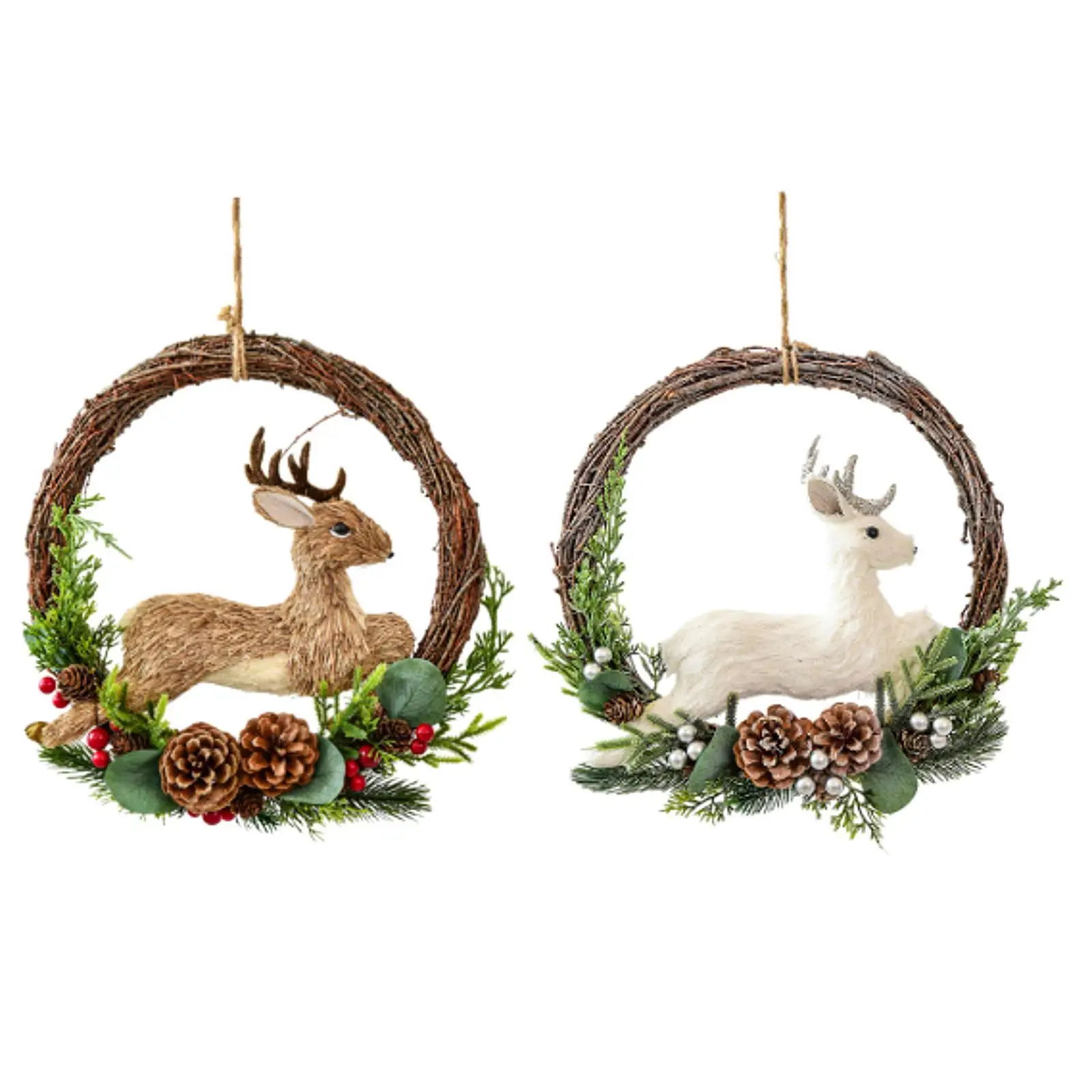 Christmas Wreath Front Door Flower Wreath Hanging Garland Xmas Wreath Rattan Wreath for Cabinet Bedroom Wedding New Year Party