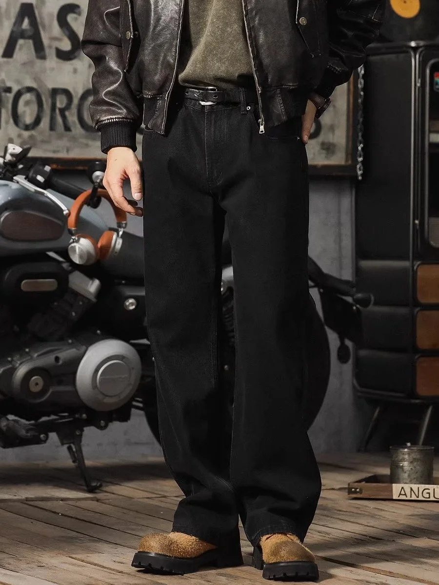 

Модные черные джинсы, мужские повседневные джинсы прямого кроя, свободные джинсы, весенне-осенние, модные, удобные, длинные брюки, уличный стиль