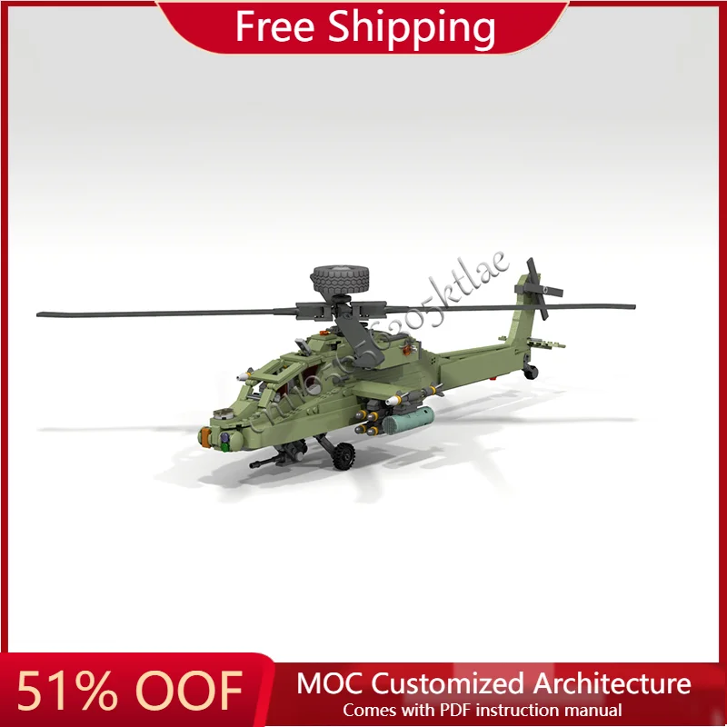 

1044 PCS Battle Helicopter Technical Building Bricks Model Realistic Combat Aircraft Display Block Toys For Kids Assembly Gift