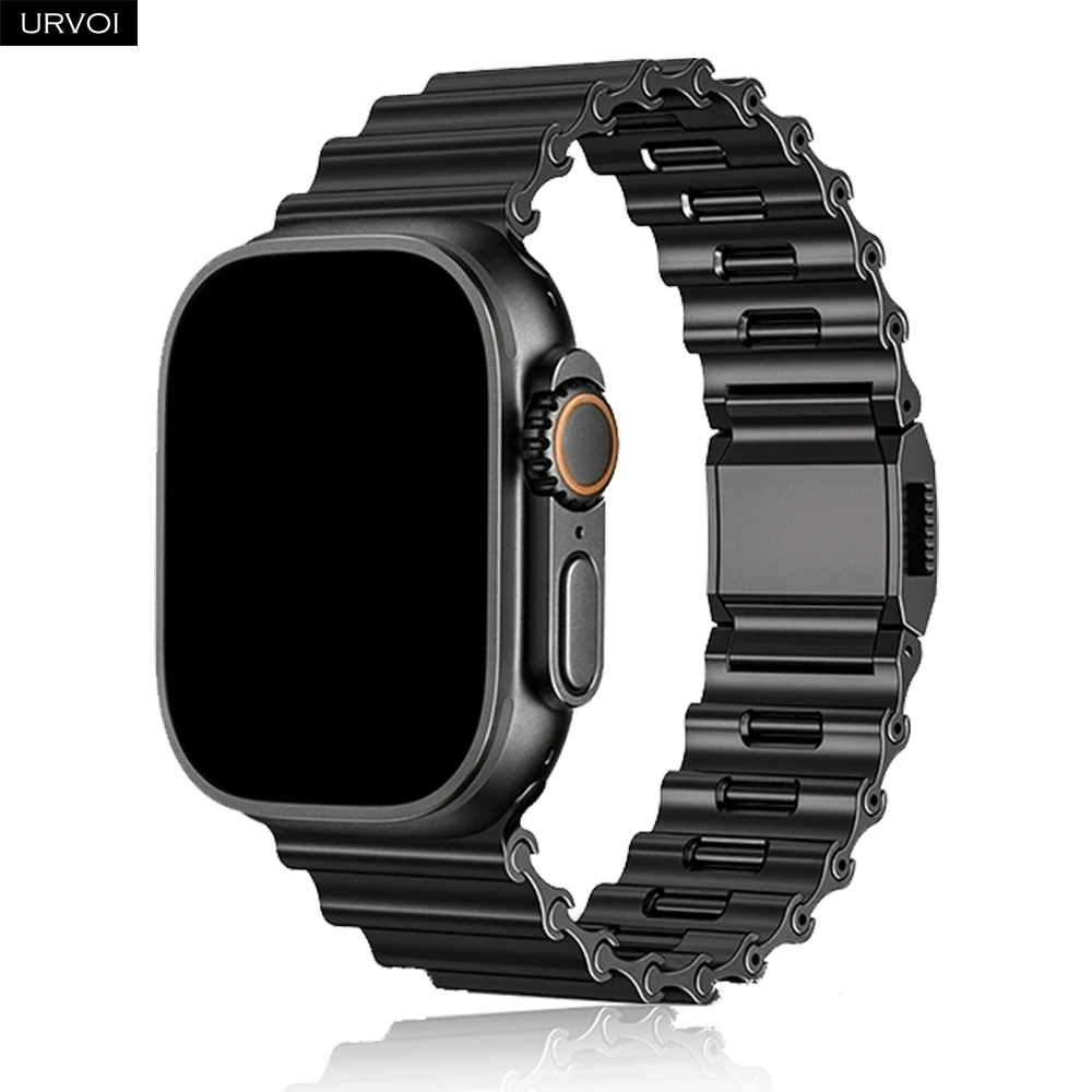 URVOI Ocean Band for Apple Watch Ultra 3 2 Series 11 10 9 8 SE3 316L Stainless steel Strap Magnet closure DLC coating wriseband