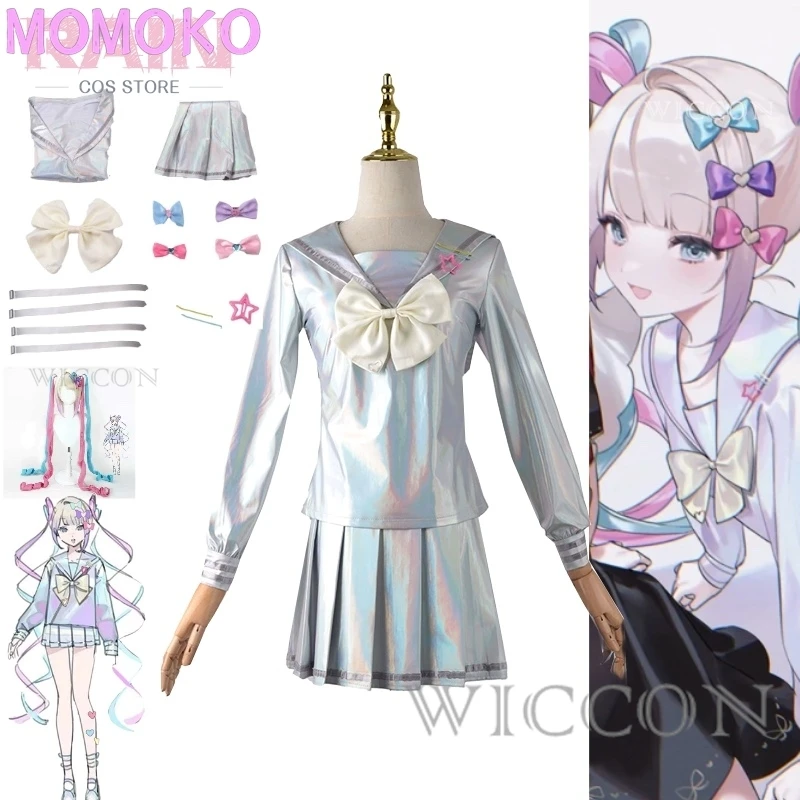 

NEEDY GIRL OVERDOSE Game Rain Ame Superchat Demon Angel Chan With The Laser Color JK Suit And Colorful Hair Cosplay Costume Suit