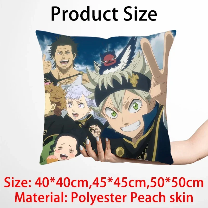 Japanese Anime Black Clover Cushion Cover Pillowcase Cool Asta Figure Throw Pillow Case for Home Decor Sofa Car Bed Pillow Cover