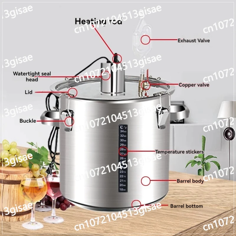 Constant Temperature Fermentation Barrel Wine Barrel Stainless Steel Fermenter Warming Wine Fruit Fermentation Equipment