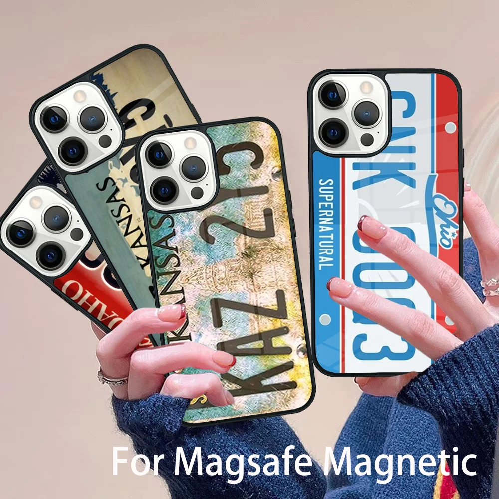 

Supernatural License Plate Phone Case Magesafe Magnetic Wireless Charge Cover For IPhone 16 11 12 13 14 15 Pro Max Plus Mini