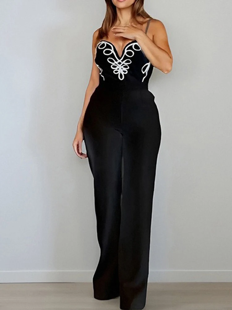 Strapless Dames Jumpsuit Avondfeest 3D Sexy Jumpsuits Dames Outfit Transparante Spaghetti Chique en Elegante Jumpsuits