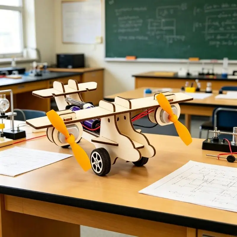 Hands on Assembly Wood Twin Motor Aircraft Science Experiment Physics Learning for Children Enhances Cognitive Abilities