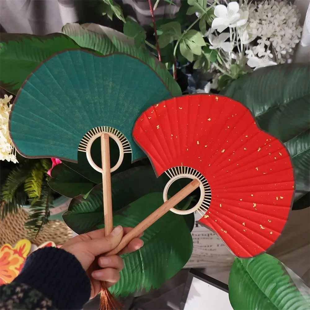 Creative Double-sided Ginkgo Round Fan Vintage Exquisite Hand Circular Fan Portable Rice Paper Fan Calligraphy Painting