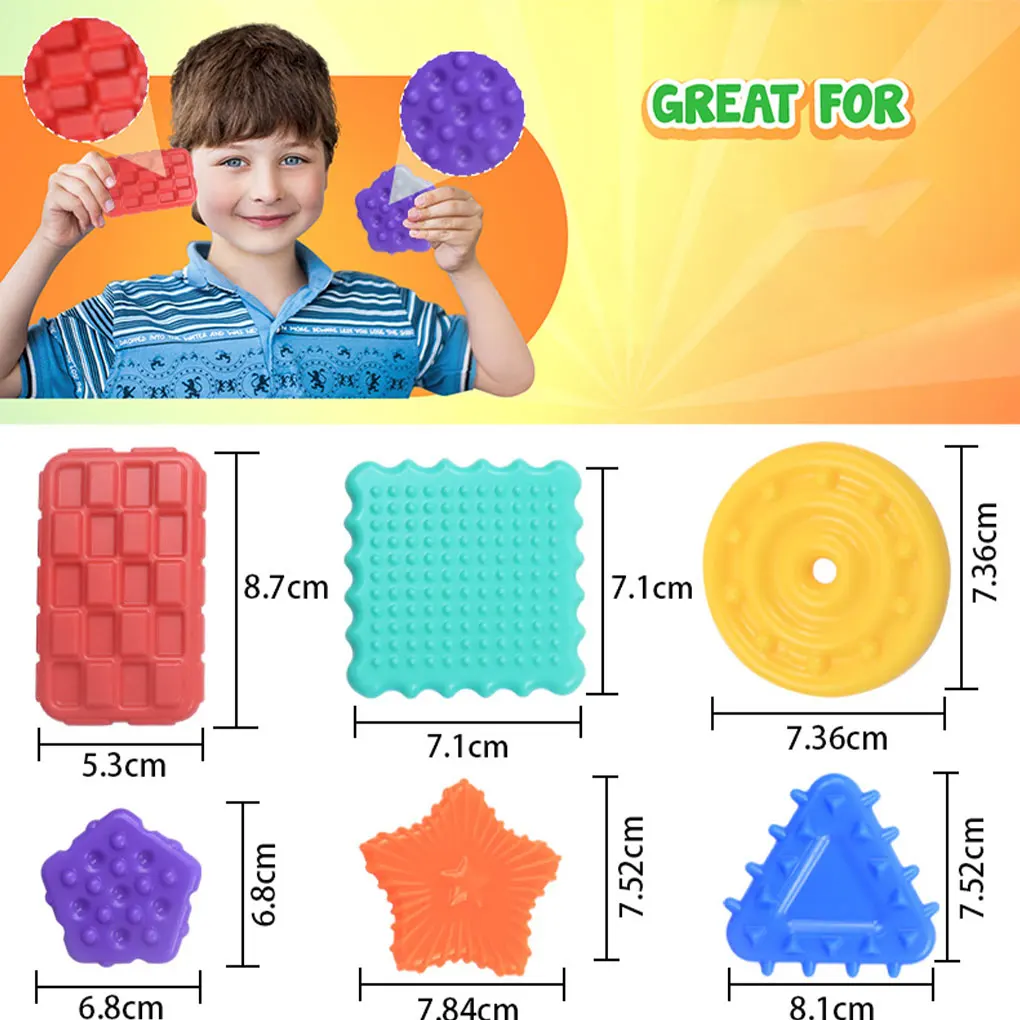 6pack/lot Relief Sensory Toys For Kids Textured Soft Worry Stones Sensory For Toys