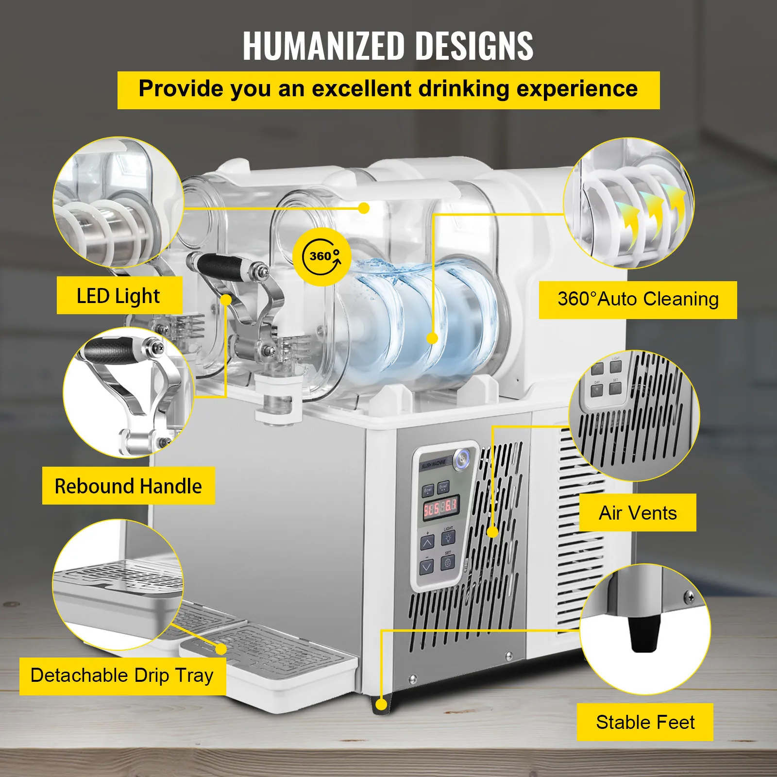 VEVOR 3/6L 1/2 جرة آلة السلوشي التجارية صانع طين موزع المشروبات المجمدة عصير الجليد البارد عصير جرانيتا آلة بيع