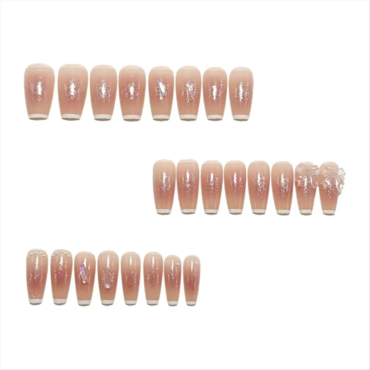 DT77 TO Press on Nails, Wearable Nail Tips with Butterfly Heart High-End Nail Art Wearable Nail Tips Z023