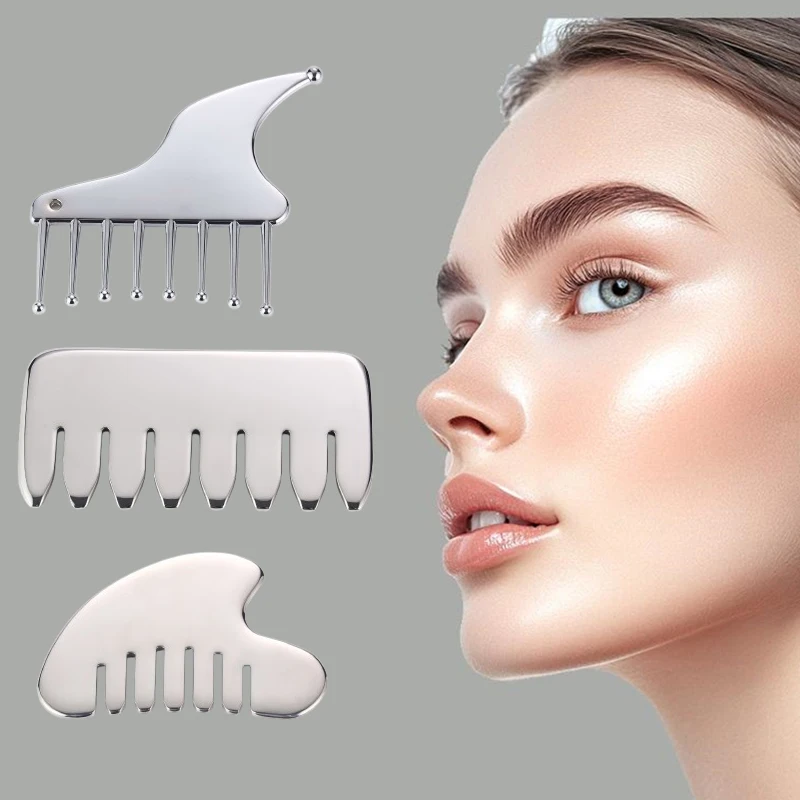 Stainless Steel Gua Sha Facial Tool Acupuncture Pen Firming Skin Massage Beauty Facial Reflexology Acupressure Bar For Body Eyes