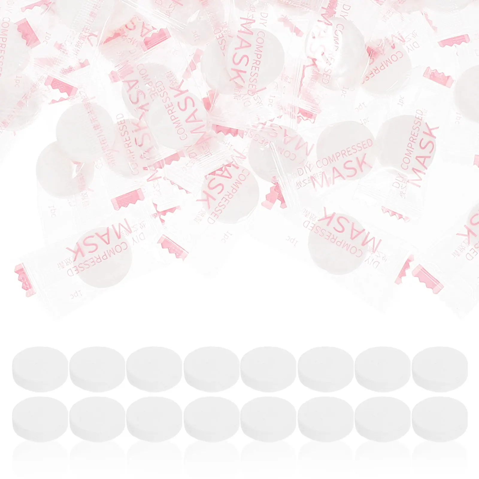 100Pcs Compressed Facial Mask Lightweight Travel Friendly Dry Paper Mask for Homemade Face Care with Egg Milk Syrup Custom