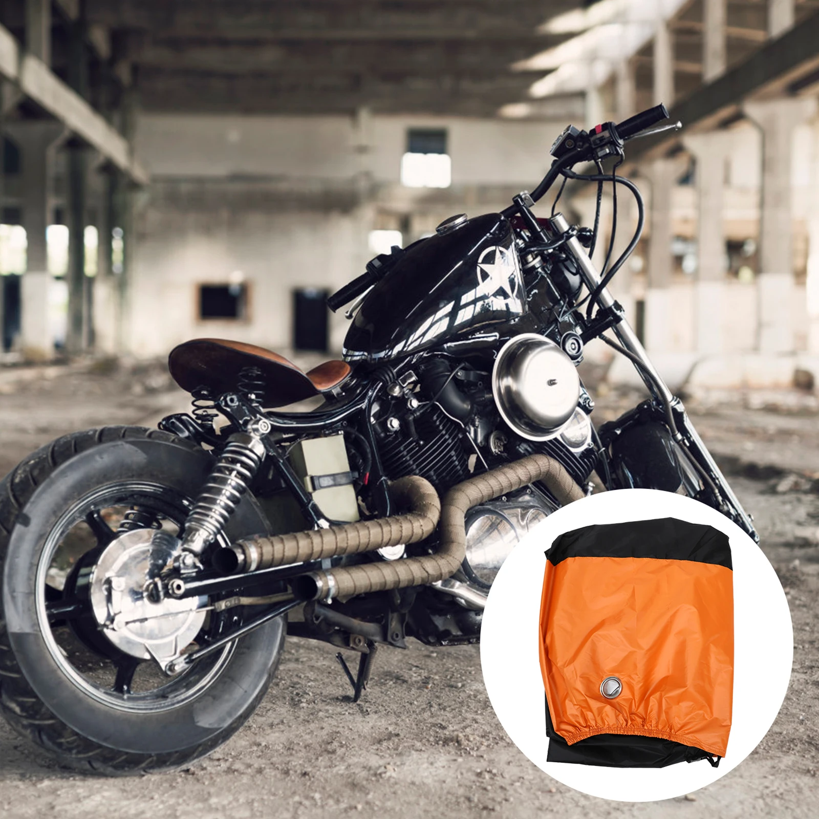 

Silver Coated Motorcycle Cover 190T-XL Black Orange Waterproof Sunproof Dustproof UV Protector For Bikes ATVs Scooters