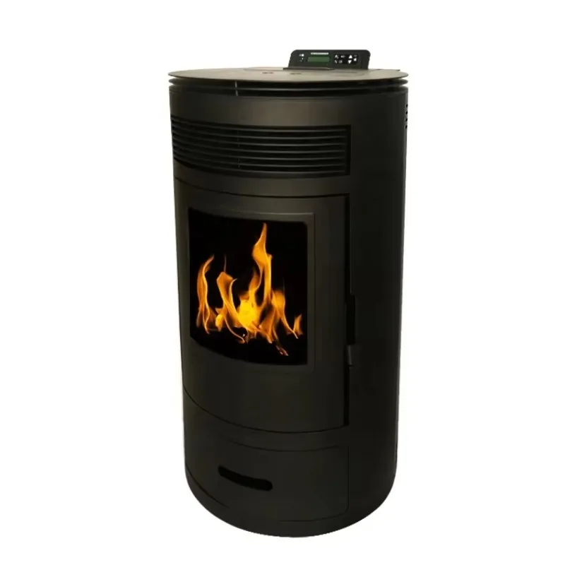 Modern Design Cast Iron Stove Fireplaces Electric 12KW Biomass Wood Pellet Heater Stove with Chimney WiFi Control