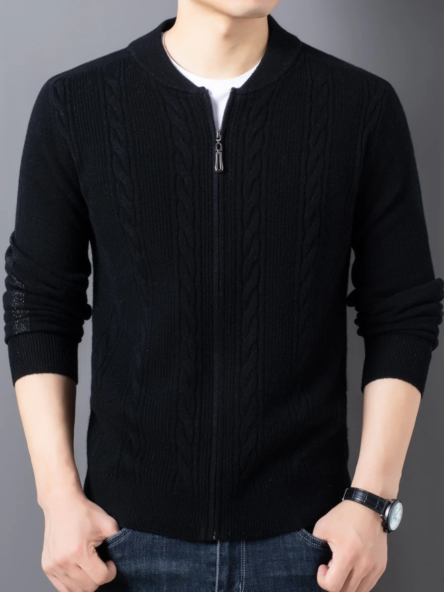 Mens Winter Cardigan zipper Sweater Male Knitted  thick Winter Korean Style Fashion Casual Knitted men Sweatercoats