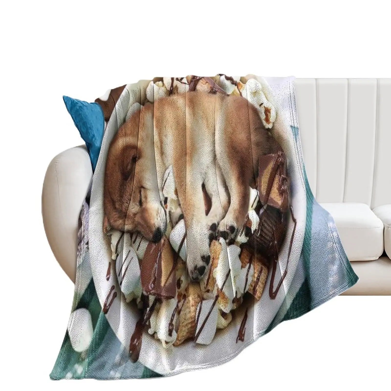 

Shiba Inu Chocolate Marshmallow Bowl Throw Blanket Sofa Quilt sofa bed cosplay anime Blankets