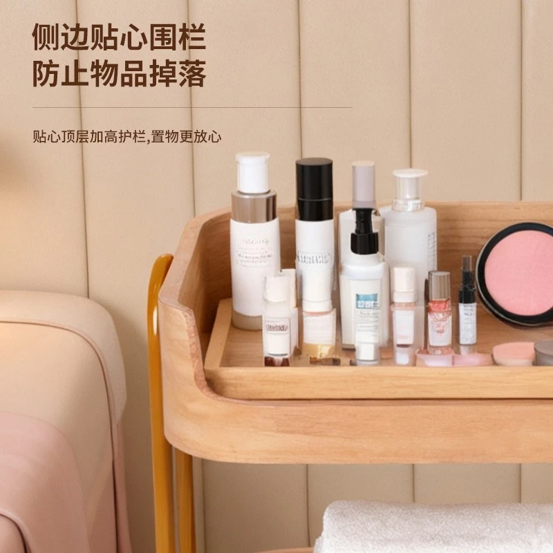 Temperament Beauty Salon Solid Wood Trolley Club Trolley Hair Salon Removable Multi-layer Storage Rack