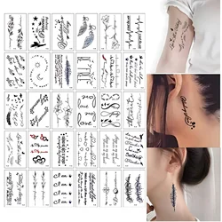 30pcs Adult Fake Tattoo Sticker Quote Sentence Flower Feather English Letter Waterproof Transfer Tattoo for Wrist  Arm Clavicle