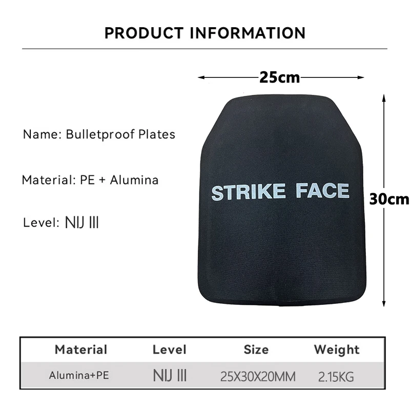 NIJ III poziom 3 płyta kuloodporna UHMWPE + tlenek glinu balistyczna kamizelka taktyczna płyta klatki piersiowej balistyczna płyta pancerna