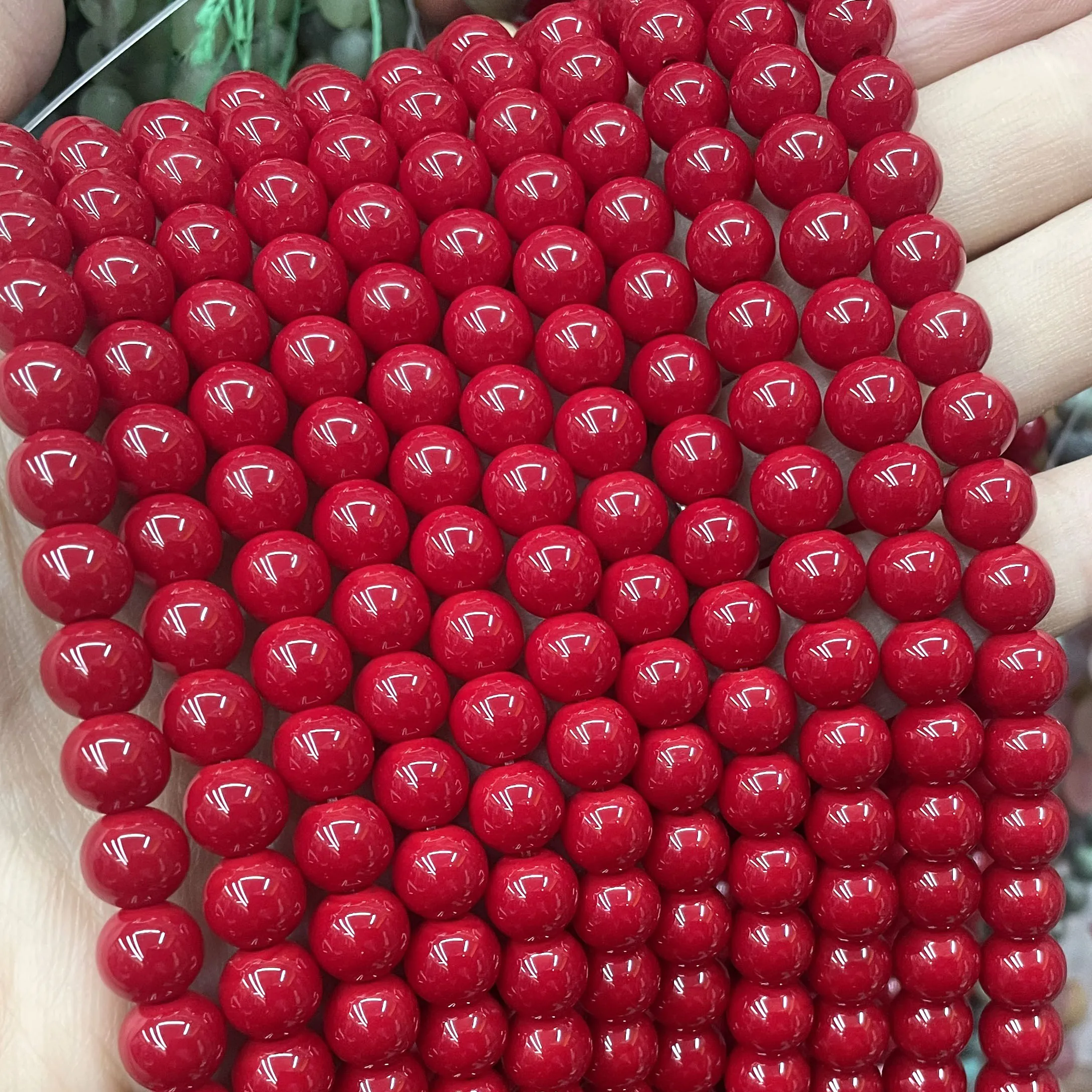 4 6 8 10 12 مللي متر الحجر الطبيعي المرجان الأحمر فضفاض الجولة خزر عازل لصنع المجوهرات سوار ذاتي الصنع إكسسوارات عقد #5