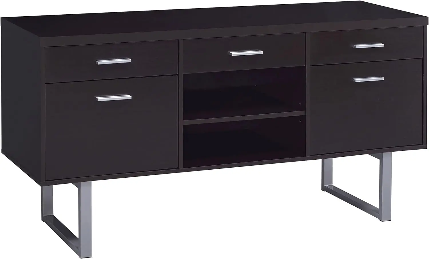 Credenza a 5 cassetti Lawtey con ripiano regolabile Cappuccino