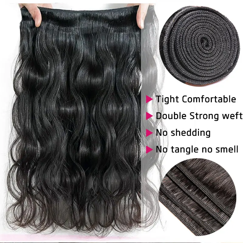 100% Human Hair Body Wave Bundles Brazilian Virgin Loose Wavy Brazilian Hair for Micro Braiding No Weft Extensions Hair