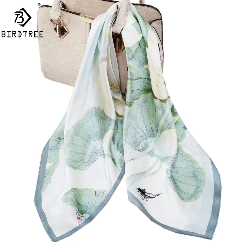 

BirdTree 100%Real Silk Sweet Scarf for Women, Flower Kerchief, Mom Gift Fashion Elegant OL Scarves, 2024 Spring New A41981QM