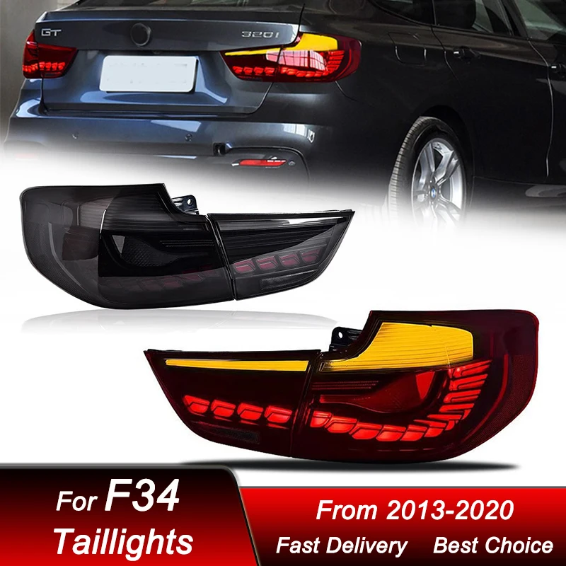 Car Tail Lights For BMW 3 series GT F34 2013-2020 Dragon scale style LED Dynamic Turn Signal Light Tail Lamp Assembly