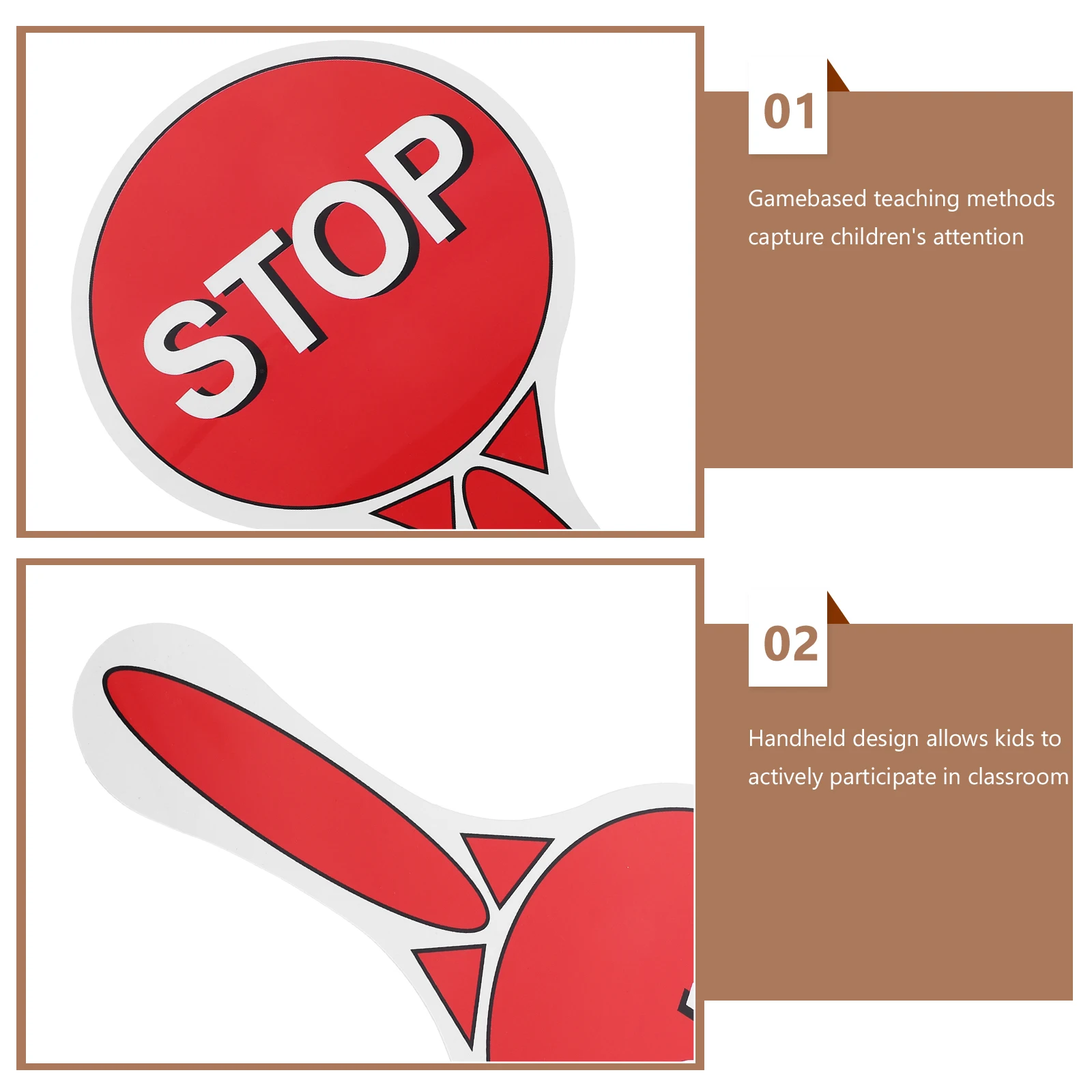 Educational Traffic Safety Signs for Kids Classroom Decor Handheld Caution Game Board Stop Signal Toy Kindergarten Learning Tool