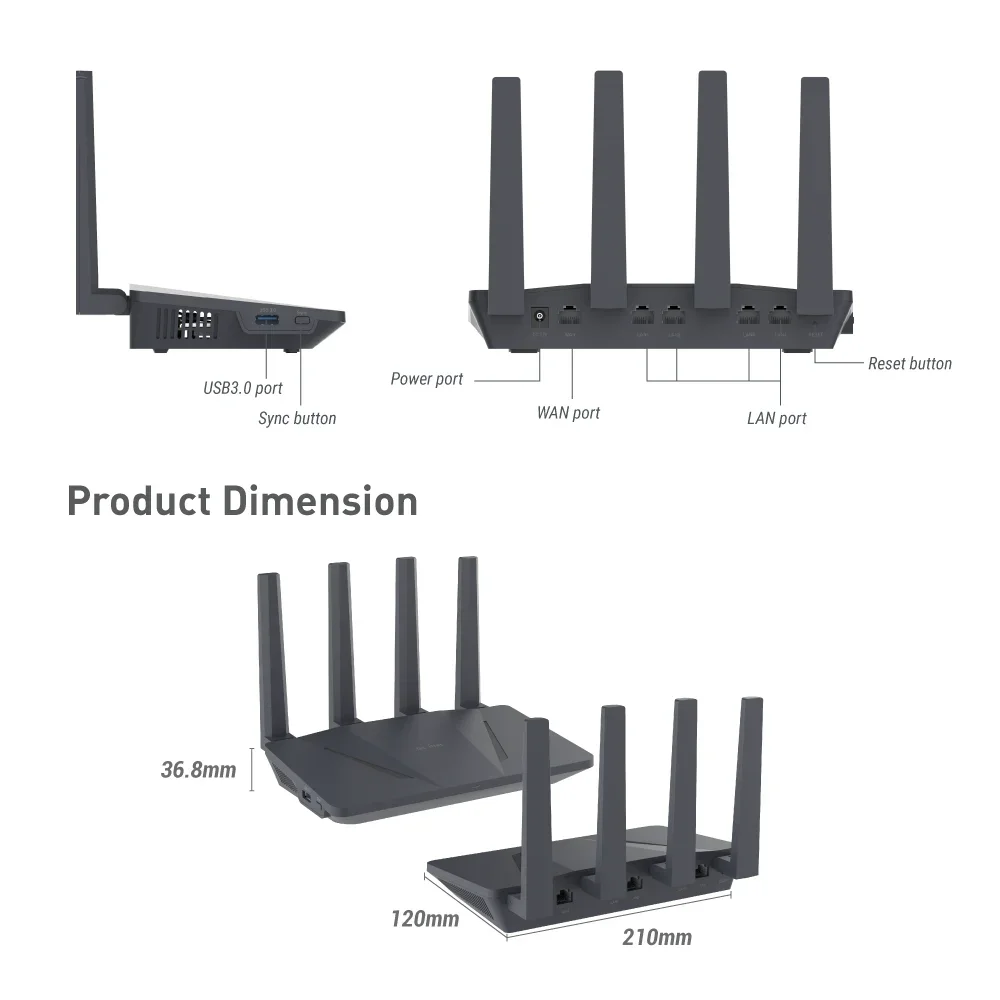 GL-AX1800 High speed WiFi6 512MB DDR3L Ram wifi 6 home or office business router SMB solutions enterprise level routers