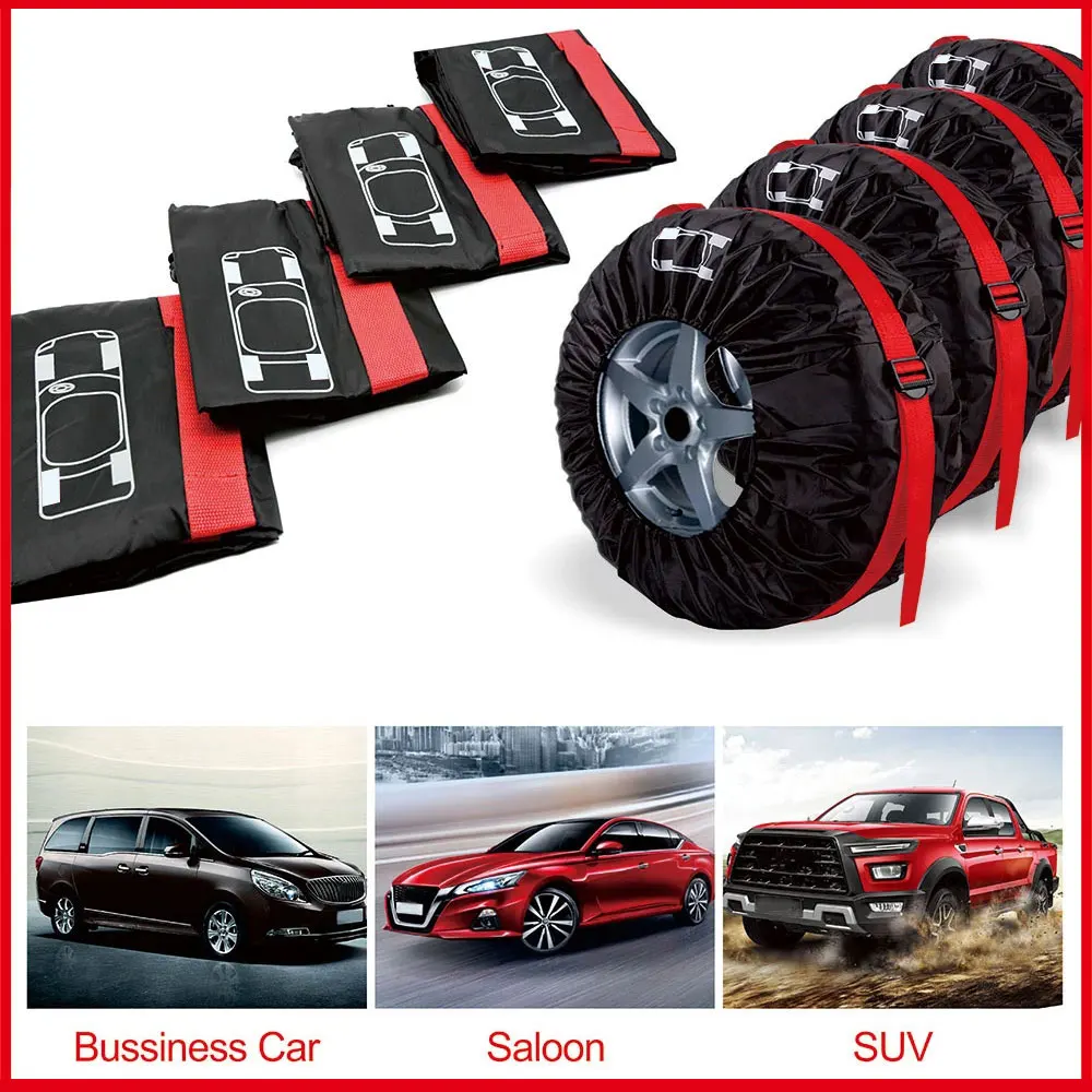 4Pcs/Lot Universal Spare Tire Cover Case Waterproof Dust-UV Polyester Auto Wheel Tires Storage Accessories Auto Wheel Protector