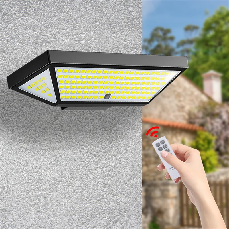 

OUFULA Outdoor Solar Wall Flood Light Human Body Induction With Remote Control Waterproof IP65 LED For Courtyard Porch Lamp