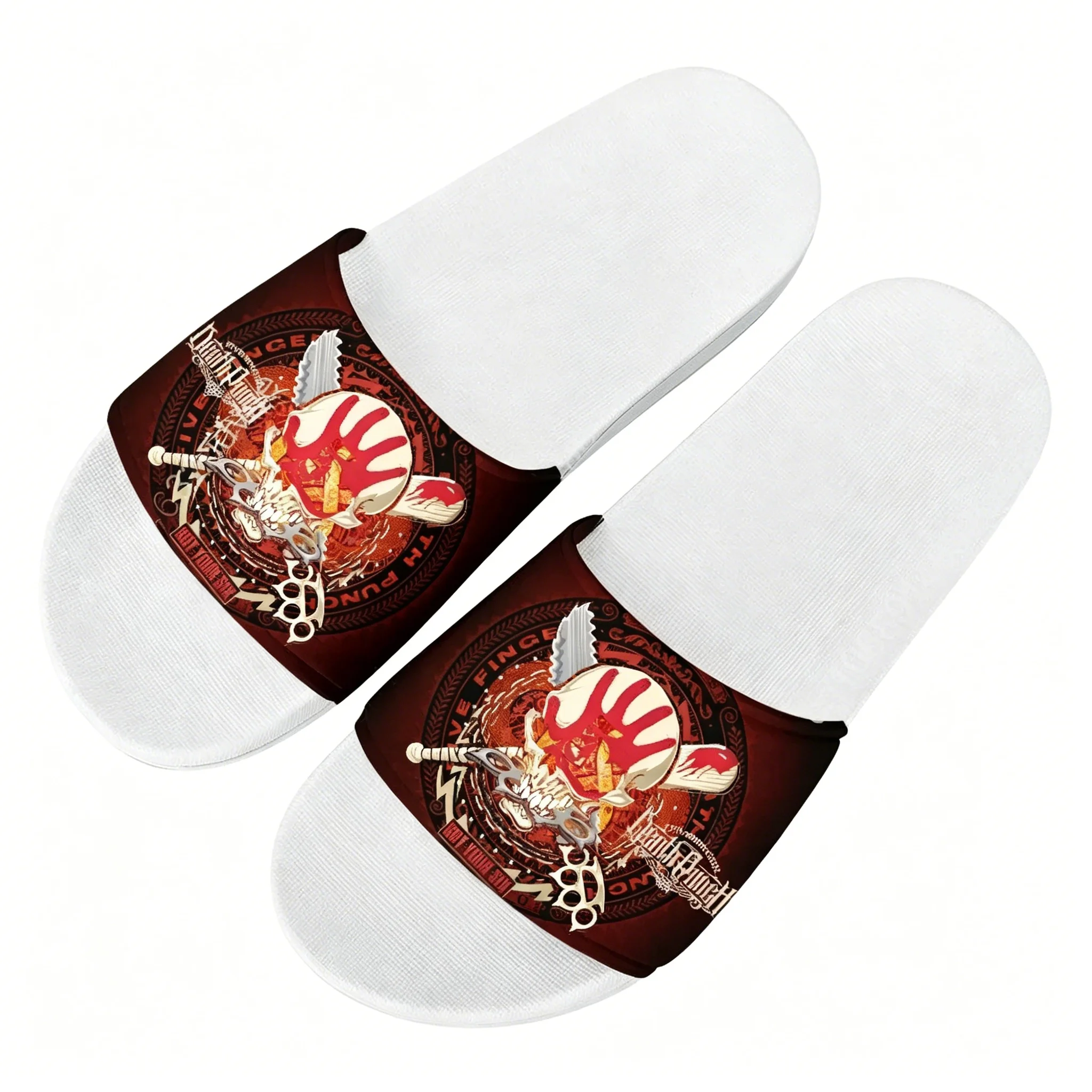 

Five Finger Death Punch Slippers Man Woman Boy Girl Tailor Made Slides Sandals Photo Text Customized Bath Shoes Water Shoe White