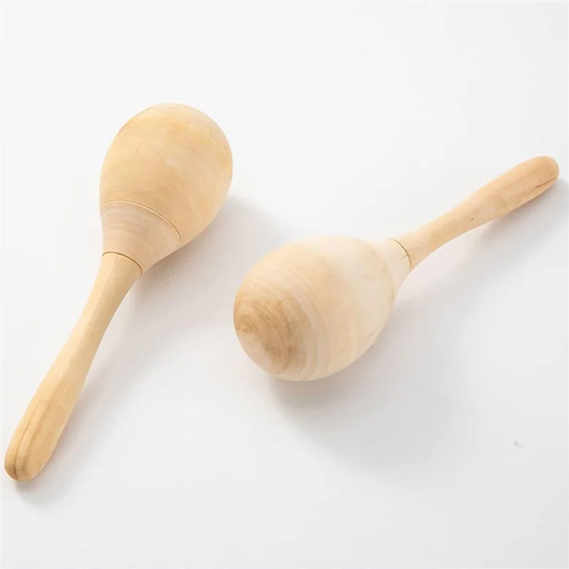BABQ 10Pcs Maracas Hand Percussion Rattles DIY Wood Maracas with Crisp Blow Sound for Music Party Favors
