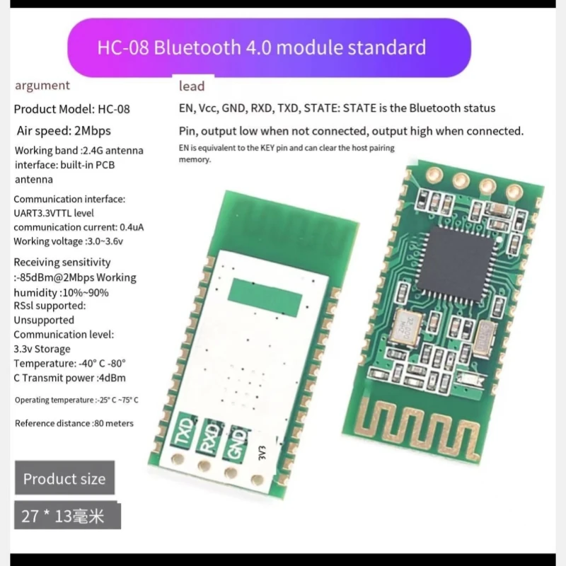 

HC-08 Bluetooth 4.0 Module Master Slave Integrated DIY Wireless Serial Port Transmission Electronic Module